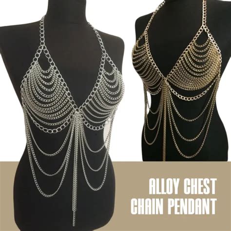 Sexy Body Chain Bikini Tassel Layering Bra Jewelry Harness Chest Chain
