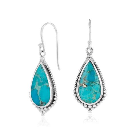 Teardrop Turquoise Earrings In Sterling Silver 17x18mm Blue Nile