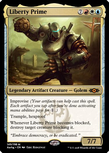 I Made Liberty Prime Into A Magic The Gathering Card Rfallout