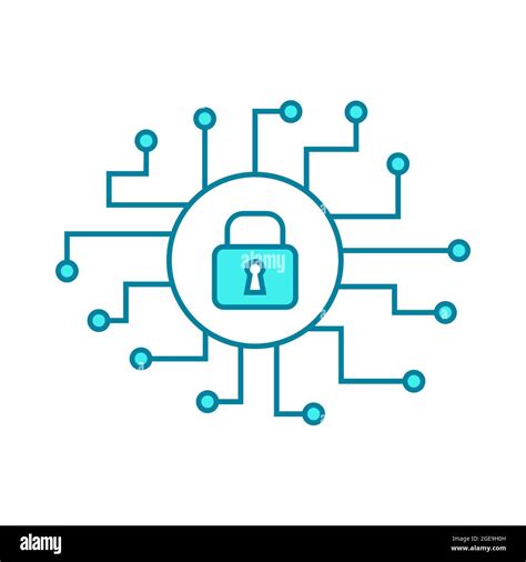 Cyber Security Line Icon Computer Component With A Padlock Data And