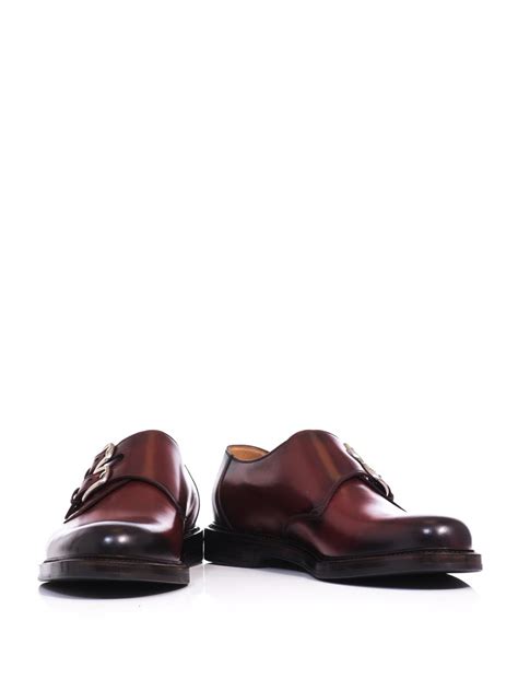 Gucci Leather Monk Strap Shoes In Burgundy Red For Men Lyst