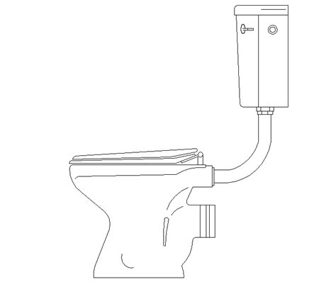 Flush Toilet Side Elevation Detail Cadbull
