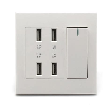 4 Usb Wall Socket Mobile Phone Charger With Switch For Iphone Samsung