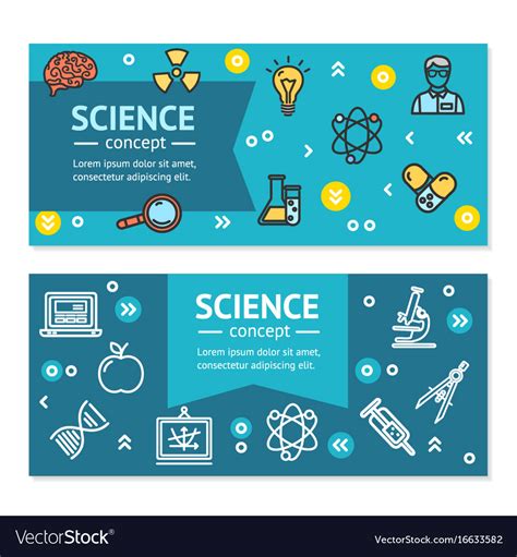Science Research Horizontal Banners Posters Vector Image