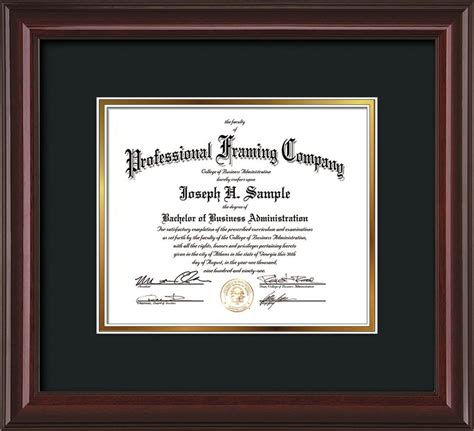 Custom Mahogany Lacquer Document Certificate Frame Black On Gold