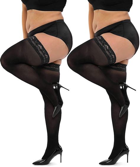Honenna Semi Sheer Stay Up Lingerie Plus Size Thigh High