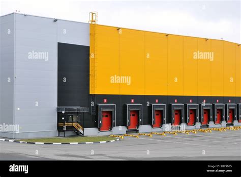 The Building Of A Modern Logistics Center Front View Of Loading Docks