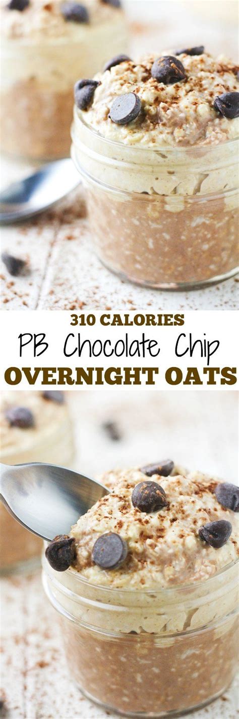 Overnight oats are becoming my new obsession. PB Chocolate Chip Overnight Oats | Recipe | Food, Low calorie chocolate, No calorie foods