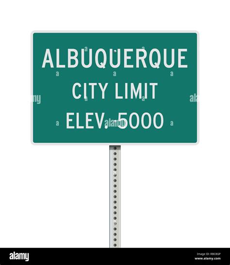 Vector Illustration Of The Albuquerque City Limit Green Road Sign Stock