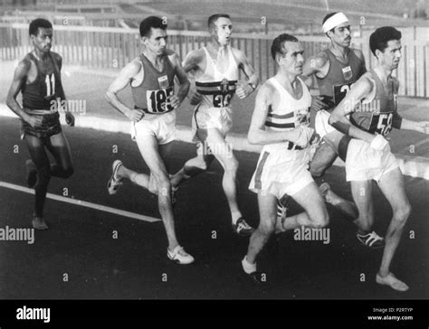 Abebe Bikila Running The 1960 Olympic Marathon 1960 Unknown Ansa