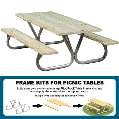 Pilot Rock 6 Foot Outdoor Heavy Duty Steel Non Tip Picnic Table Kit Frame Only 1 Piece Pick