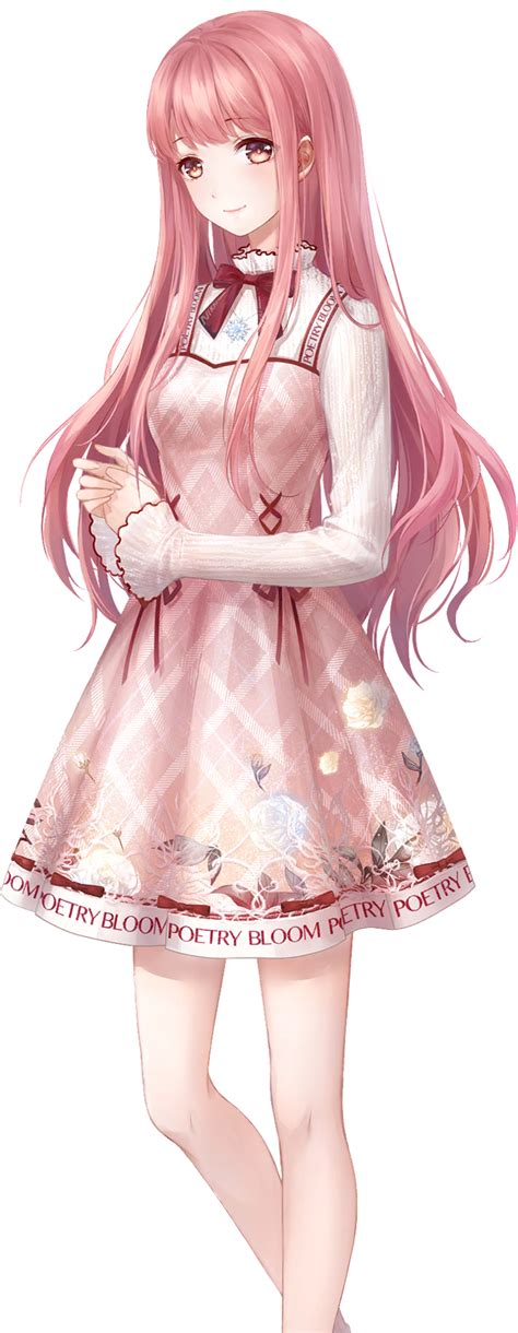 pink hair anime girl no background png play