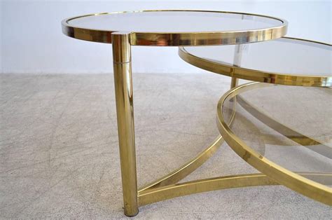 Chrome and smoked glass coffee table after milo baughman. Milo Baughman Tri Level Brass and Glass Swivel Coffee ...