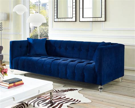 Bea Navy Blue Velvet Sofa By Tov Furniture