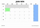 calendrier de juin 1974 à imprimer