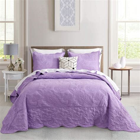 Buy Hzandhy Oversized King Bedspread Purple Lavender Coverlet Bedding Set Lightweight Thin
