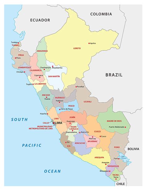 Peru Map Poster Map Of Peru With State Names Peru States Map Sexiz Pix