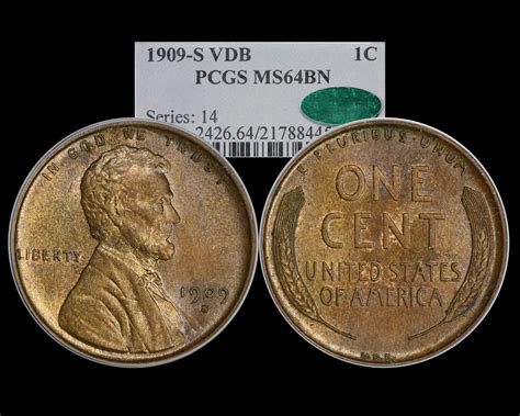 1909 S Vdb 1c Lincoln Wheat Cent Pcgs Ms64bn Cac The Penny Lady®