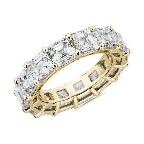 Asscher Cut Diamond Eternity Ring In 18k Yellow Gold 10 Ct Tw Blue Nile Lu