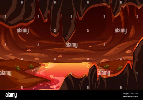 Infernal Dark Cave With Lava Scene Stock Vector Image And Art Alamy
