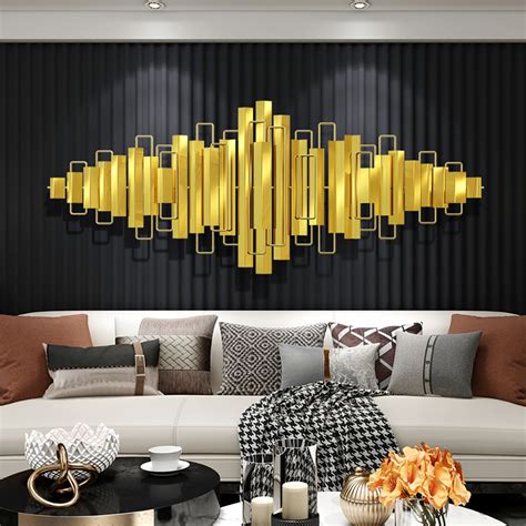 3d Luxury Gold Geometric Metal Wall Decor With Overlapping Pattern Homary