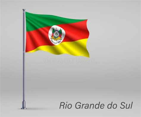 Waving Flag Of Rio Grande Do Sul State Of Brazil On Flagpole Stock