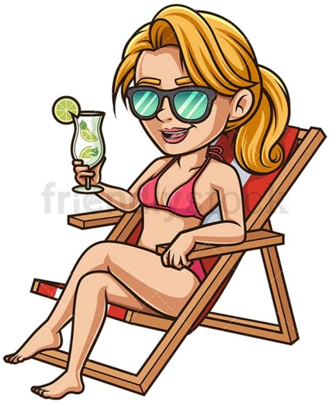 Sexy Woman Sunbathing Cartoon Clipart Vector Friendlystock