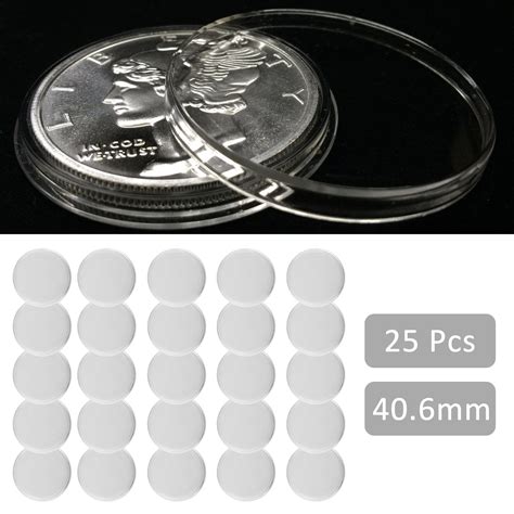 406mm Coin Capsules Tsv 25pcs Clear Round Coin Holder Case Plastic