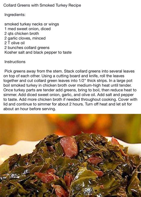 Repeat until all the collard greens have been removed from its stem. Collard Greens with Smoked Turkey | Greens recipe, Best ...