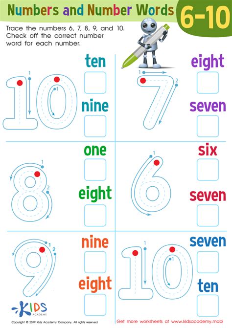 Number Words 1 10 Worksheets Worksheets For Kindergarten