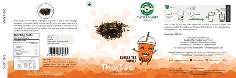 The Tea Planet Bubble Tea Thai Tea Flavored With Milk 250gm400gm