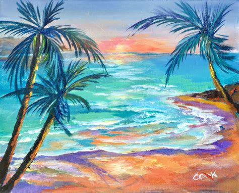 Hawaiian Sunset A Youtube Acrylic Tutorial Canvas Painting Tutorials