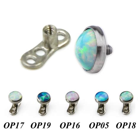 Pc G Titanium Base Mm Opal Top Dermal Anchor Base With Tops Micro Dermal Piercing Micro