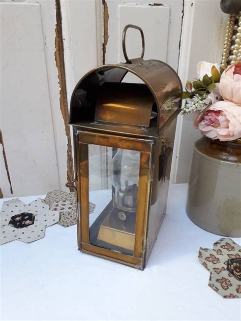 Superb Brass Oil Carriagehurricane Lantern With Original Glass Dome