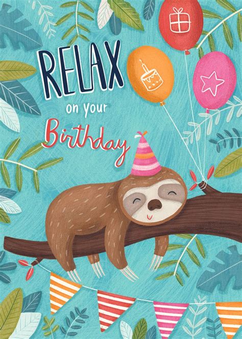 Sloth Birthday Card Kids Greeting Card Kids Birthday Card