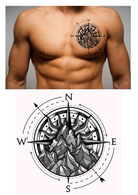Mariners compass stencil compass tattoo meaning designs. Tattoo Trends - Compass Mountain Chest Tattoo Design ...