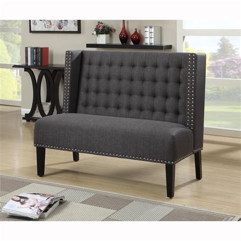 Dark Gray Tufted Upholstered Banquette Bench Is Handcrafted For The Ultimate In Functionality