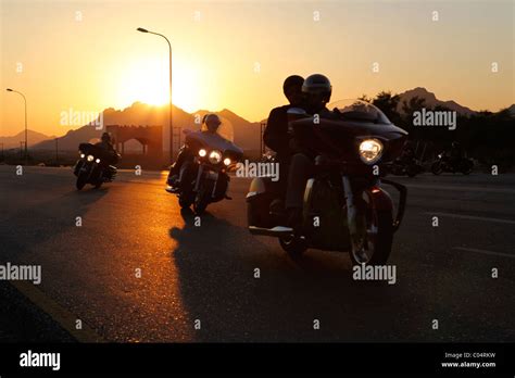 Motorbike Sunset Harley Harley Davidson High Resolution Stock