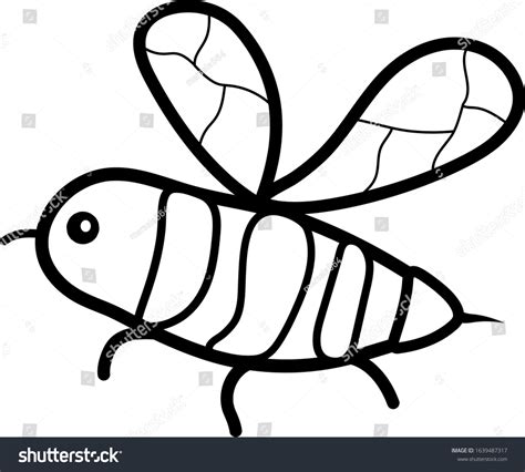 Coloring Children Cute Bee Black White Stock Vector Royalty Free