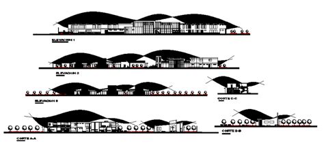 All Sided Elevation And Sectional Details Of City Center Shopping Mall