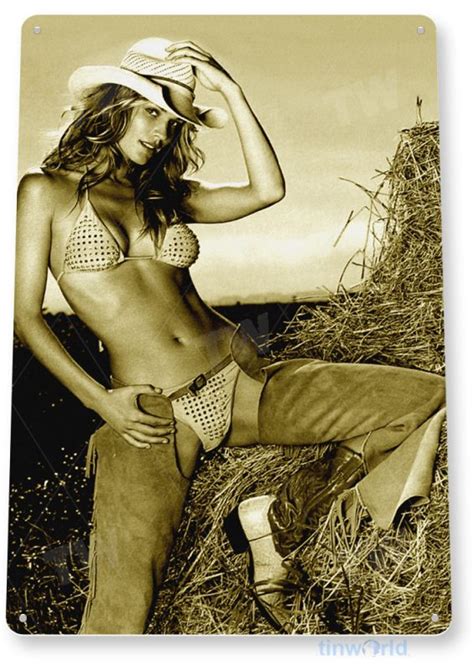Cowgirl Pin Up Sign A Tinworld Model Pin Up Signs Tinsign Com