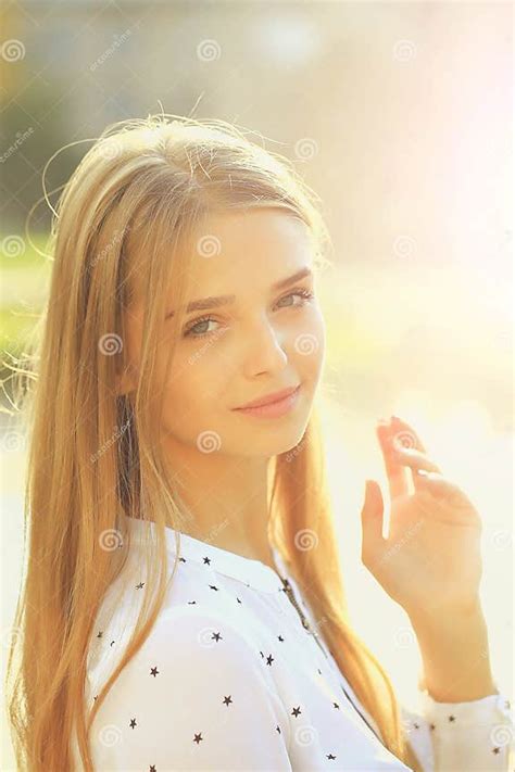 Blonde Cute Girl On Sunny Day Stock Image Image Of Girl White 138767577