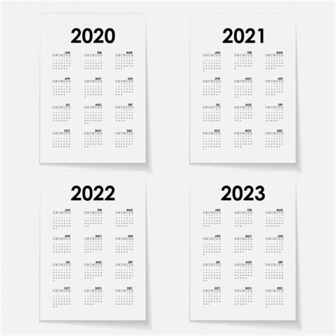 Calendar 2020 20212022 And 2023 Calendar Templatecalendar Des Stock
