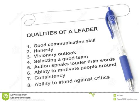Qualities Of A Leader Stock Image Image Of Professional 4872887