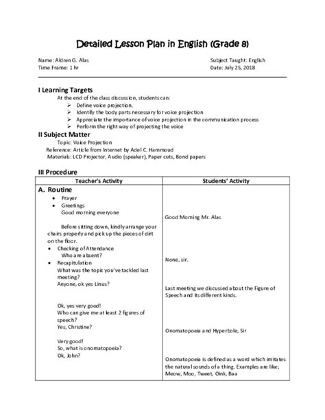 Doc A Detailed Lesson Plan In Grade 9 English Beberly Fabayos