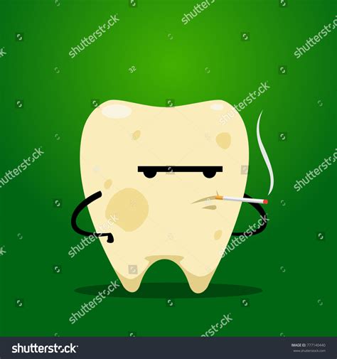 yellow tooth smoking isolated vector illustration stock vector royalty free 777140440