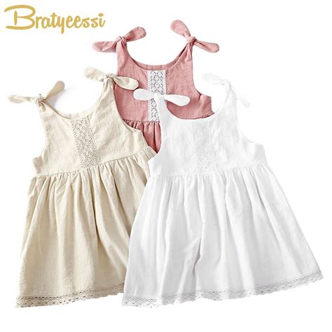 New 2022 Baby Summer Dress Cotton Linen Children Dresses For Girls