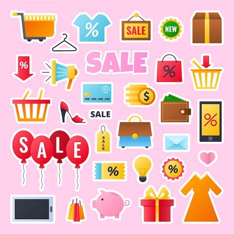 Premium Vector Collection Of Colored Sale And Shopping Stickers