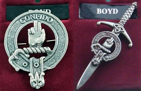 Pins Brooches 98486 Boyd Scottish Clan Crest Pewter Badge Or Kilt Pin