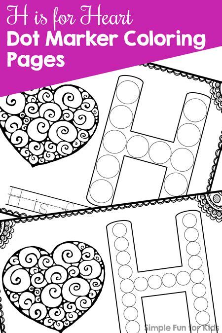 H Is For Heart Dot Marker Coloring Pages Simple Fun For Kids Heart
